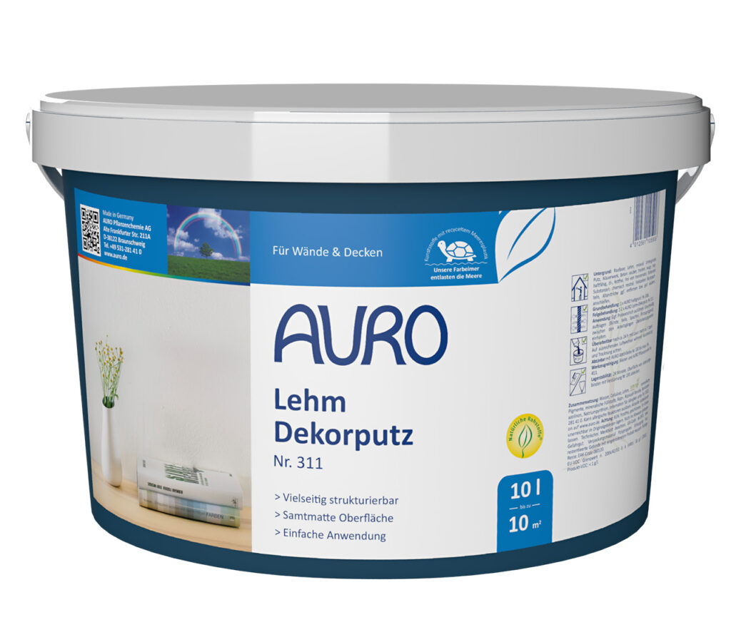 AURO Lehm-Dekorputz Nr. 311 – 10 Liter Gebinde weißer Dekorputz AURO Lehm-Dekorputz Nr. 311 in 10 Liter Gebinde – weißer Dekorputz mit Zellulosefasern für kreative Wandgestaltung