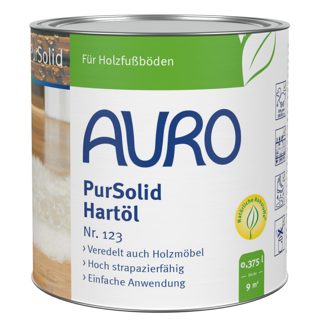 AURO PurSolid Hartöl Nr. 123 – 0,375 Liter Dose für Holzoberflächen AURO PurSolid Hartöl Nr. 123 in 0,375 Liter Dose – transparentes Holzöl für Innenbereiche