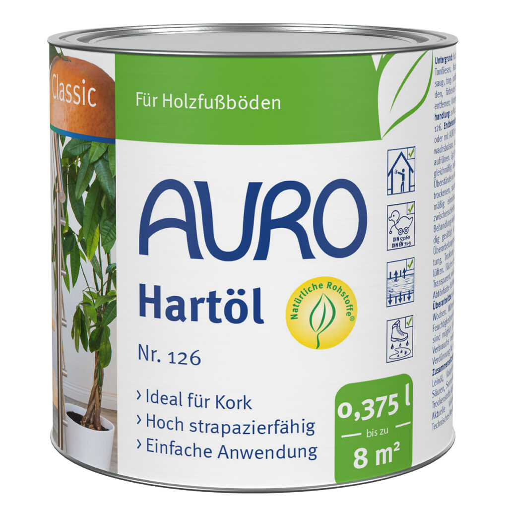AURO Hartöl Nr. 126 in 0,375 Liter Dose – natürliches Öl für Holz- und Korkoberflächen