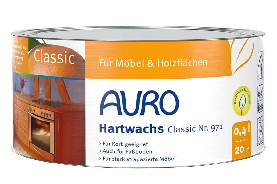 AURO Hartwachs, Classic Nr. 971 in 0,4 Liter Dose – schmutzabweisender Wachs für Holz, Linoleum und Kork
