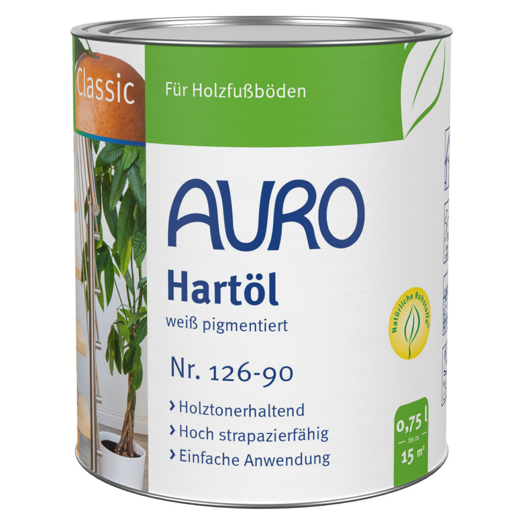 AURO Hartöl, weiß pigmentiert Nr. 126-90 als 0,75 Liter Dose – ideal für Innenholz