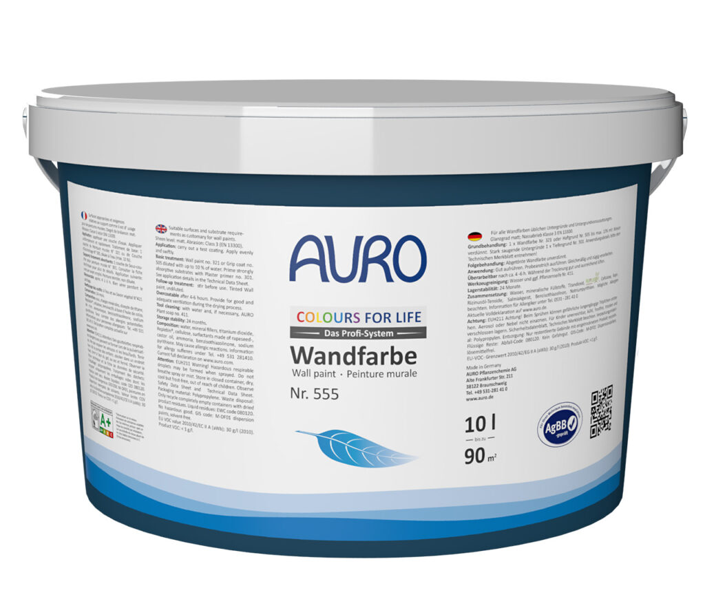 AURO COLOURS FOR LIFE Premium Wand- und Deckenfarbe Nr. 555 10 Liter Gebinde AURO COLOURS FOR LIFE Premium Wand- und Deckenfarbe Nr. 555 im 10 Liter Gebinde – hohe Reichweite, ölfrei und geruchsarm