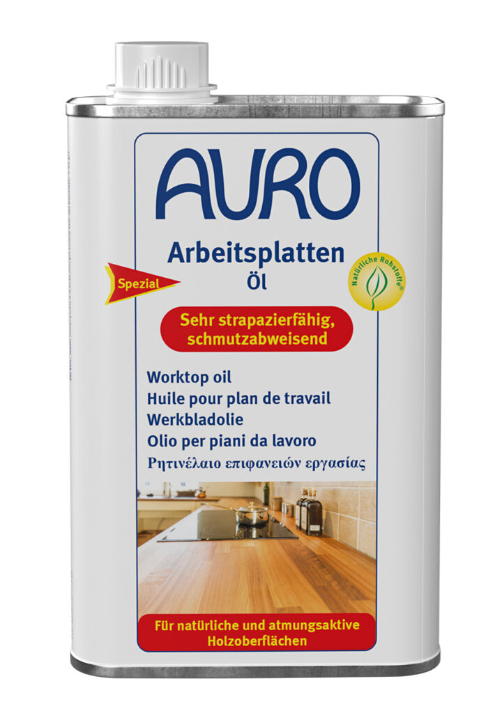 AURO Arbeitsplattenöl Nr. 108 – 0,5 Liter Dose für Küchenholz AURO Arbeitsplattenöl Nr. 108 in 0,5 Liter Dose – schützt Holzflächen vor Wasser und Schmutz