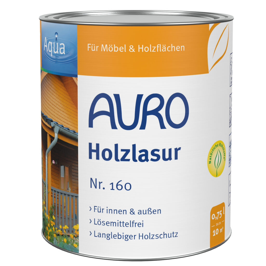 AURO Holzlasur, Aqua Nr. 160 als 0,75 Liter Dose – wasserbasierte Holzlasur