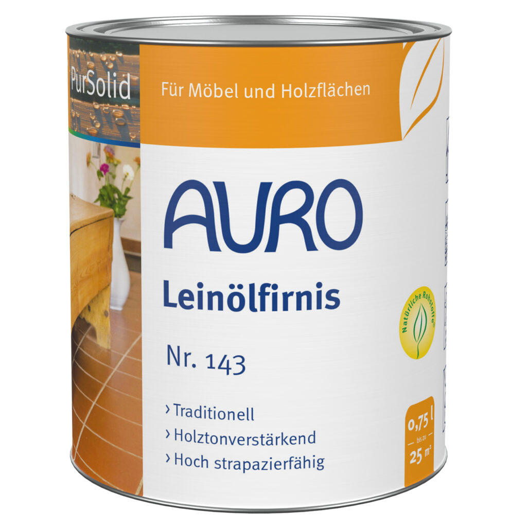 AURO Leinölfirnis Nr. 143 – Holzpflege 0,75 Liter Dose AURO Leinölfirnis Nr. 143 in 0,75 Liter Dose – wasserabweisender Schutz für Holz