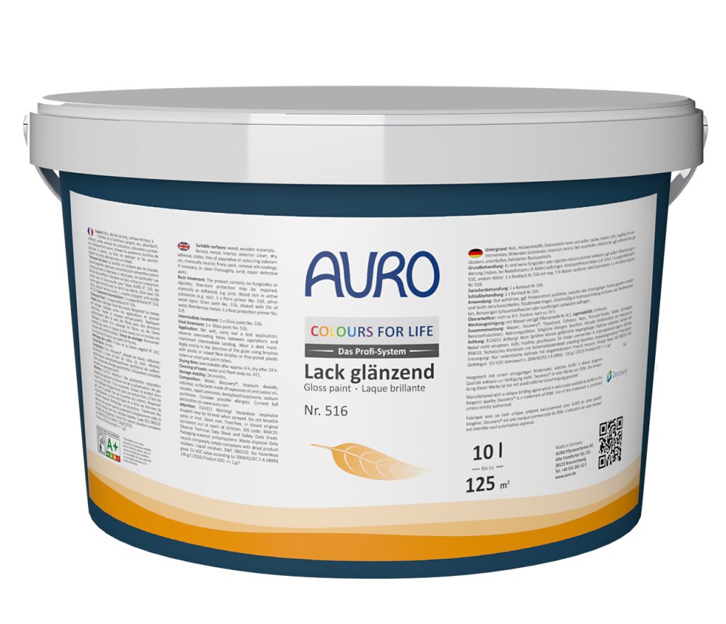 AURO COLOURS FOR LIFE Lack, glänzend Nr. 516 – 10 Liter Gebinde AURO COLOURS FOR LIFE Lack, glänzend im 10 Liter Gebinde – schnelltrocknend und lösemittelfrei