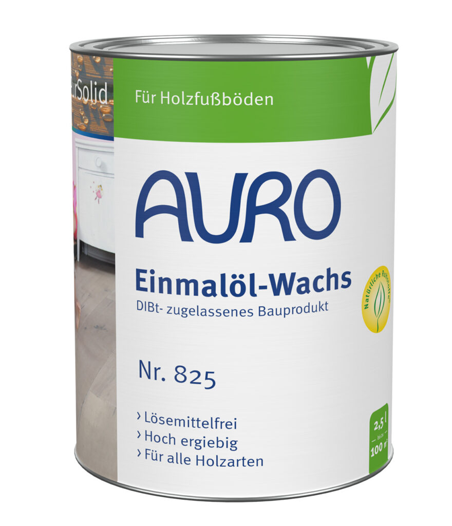 AURO Einmalöl-Wachs (DIBt-zugelassenes Bauprodukt) Nr. 823 in 2,5 Liter Dose – lösemittelfreies Holzöl für Möbel- und Fußböden