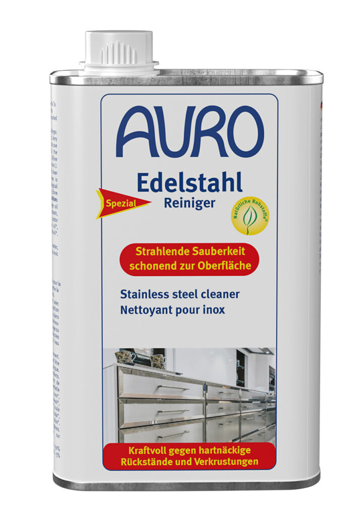 AURO Edelstahl-Reiniger Nr. 663 Blechflasche 0,5 Liter AURO Edelstahl-Reiniger Nr. 663 in 0,5 Liter Blechflasche – kraftvoll gegen Verkrustungen auf Edelstahlflächen.