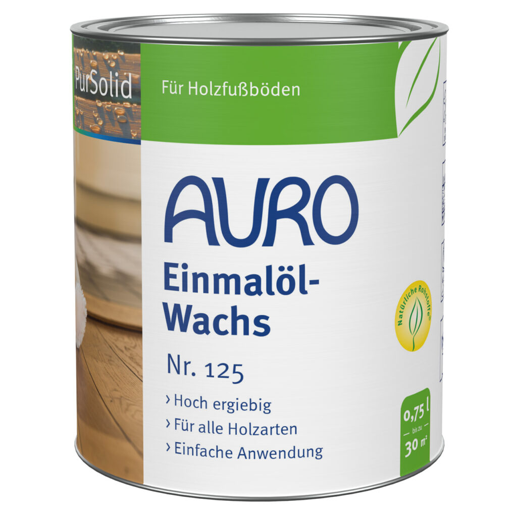 AURO Einmalöl-Wachs Nr. 125 – 0,75 Liter Dose Holzöl-Wachs AURO Einmalöl-Wachs Nr. 125 in 0,75 Liter Dose – lösemittelfreies Holzöl-Wachs für Möbel oder Fußböden
