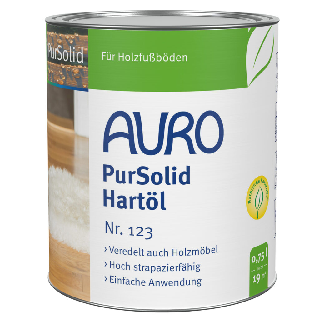 AURO PurSolid Hartöl Nr. 123 – 0,75 Liter Dose für Innenflächen AURO PurSolid Hartöl Nr. 123 – 0,75 Liter Dose für Holz- und Korkflächen im Innenraum