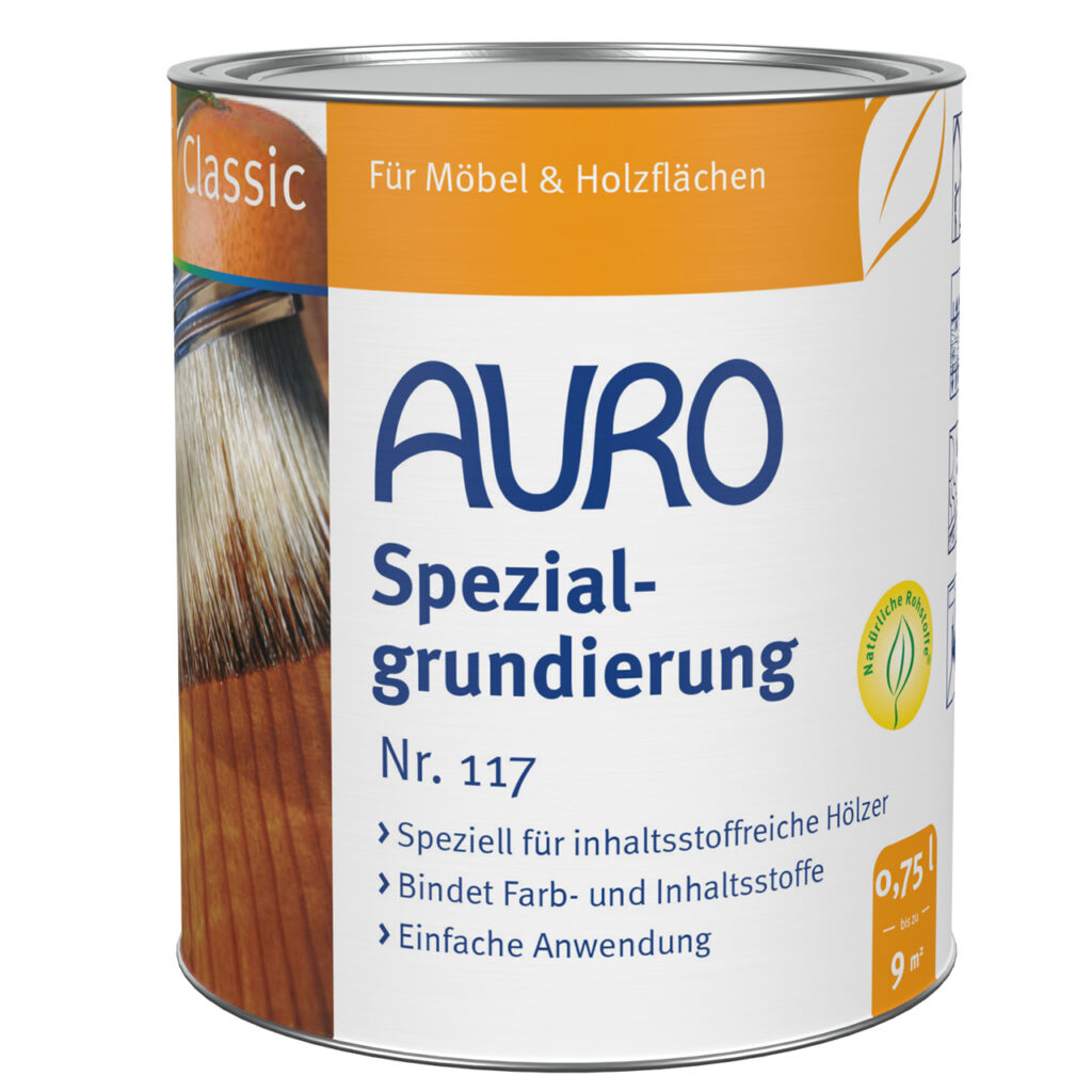 AURO Spezialgrundierung Nr. 117 – 0,75 Liter Dose zur Vorbehandlung von Holz AURO Spezialgrundierung Nr. 117 – 0,75 Liter Dose für Holzflächen im Innenbereich