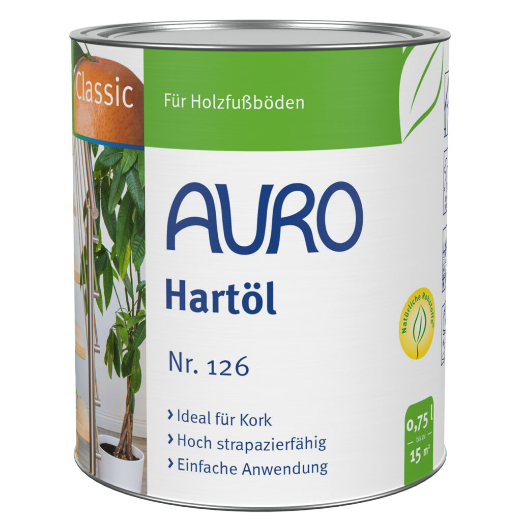 AURO Hartöl Nr. 126 – Hartöl 0,75 Liter Dose für saugfähige Flächen AURO Hartöl Nr. 126 in 0,75 Liter Dose für den Innenbereich – Holzöl für saugfähige Oberflächen