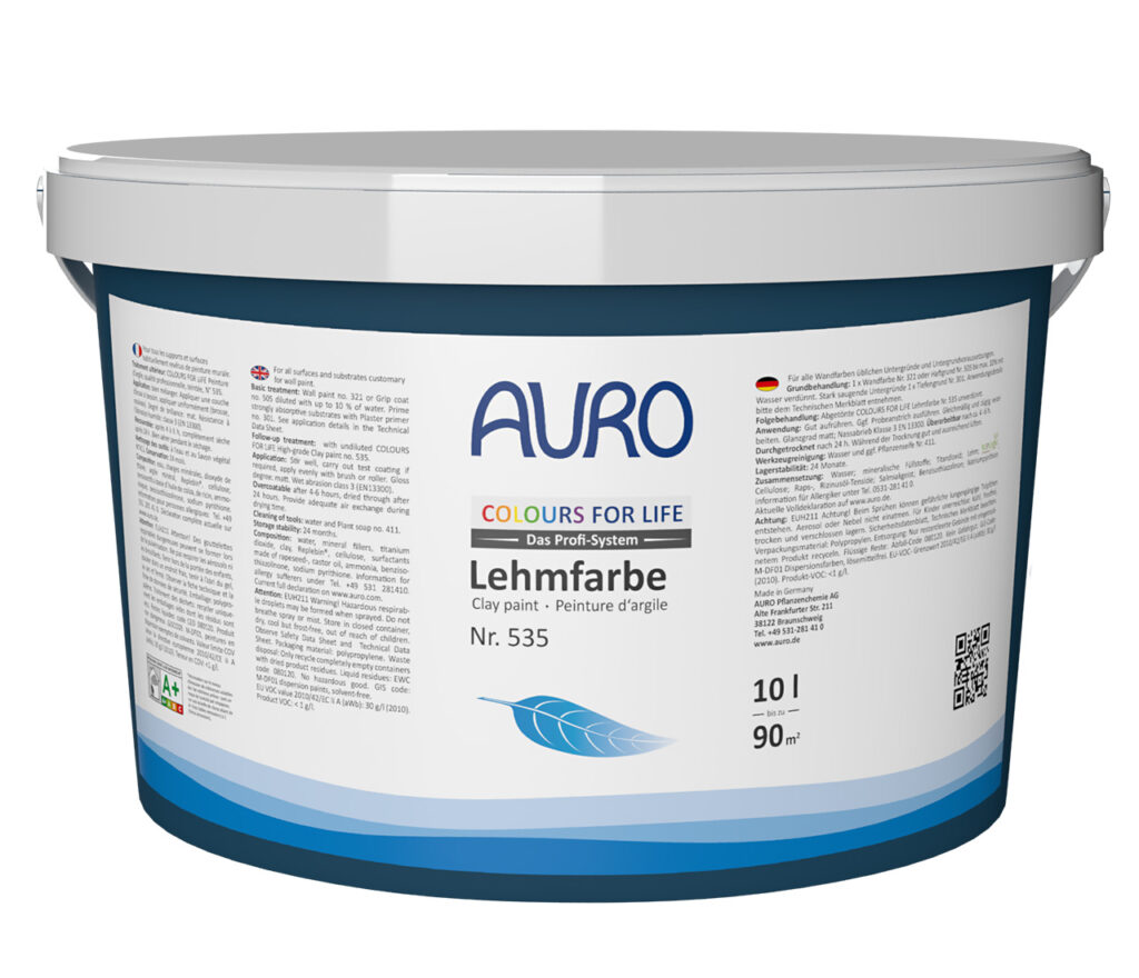 AURO COLOURS FOR LIFE Profi-Lehmfarbe Nr. 535, Lehmfarbe, 10 Liter Gebinde AURO COLOURS FOR LIFE Profi-Lehmfarbe Nr. 535 im 10 Liter Gebinde – emissionsarme Lehmfarbe für große Flächen