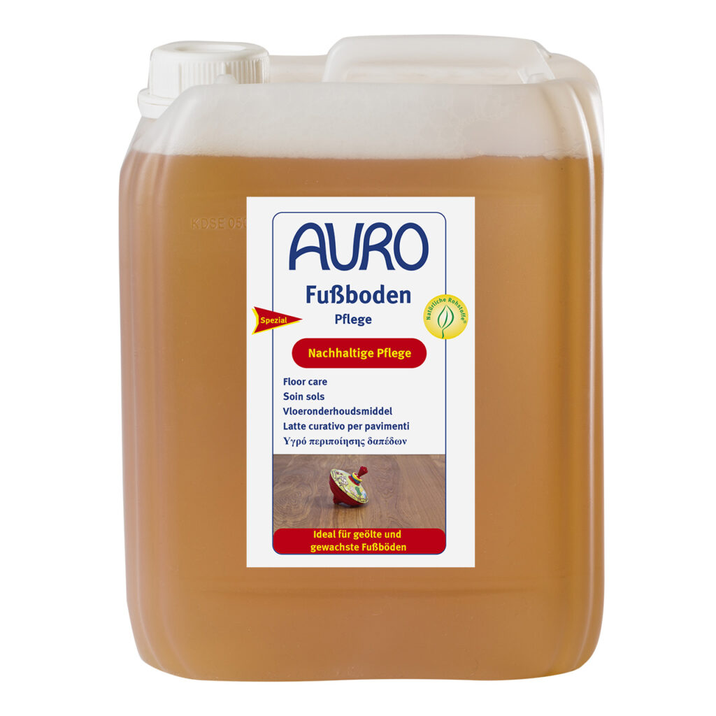 AURO Fußboden-Pflege Nr. 437 im 5 Liter Kanister – Pflegemittel für behandelte Holzfußböden mit Öl oder Wachs