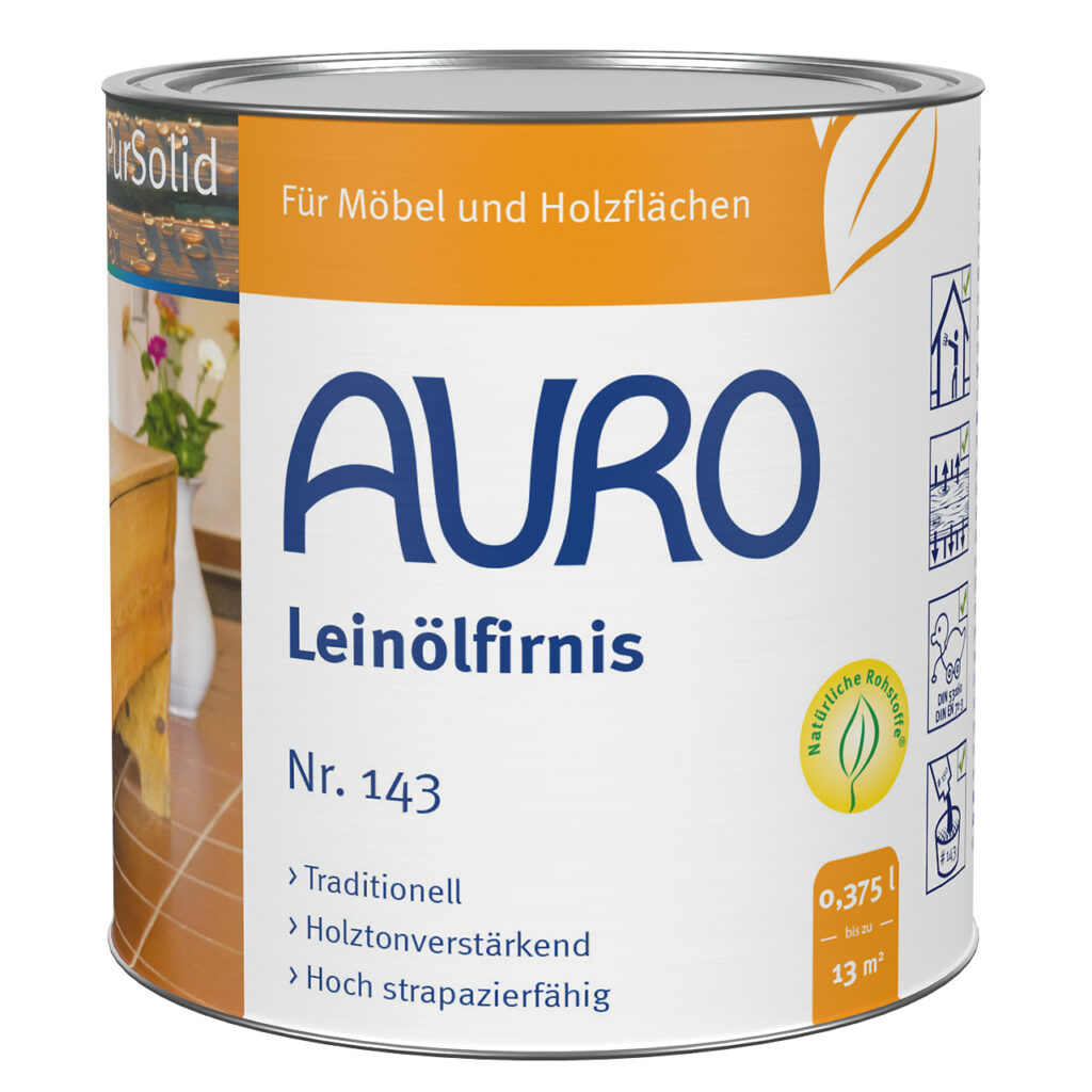 AURO Leinölfirnis Nr. 143 – Holzschutz 0,375 Liter Dose AURO Leinölfirnis Nr. 143 in 0,375 Liter Dose – natürliche Imprägnierung für Holzflächen
