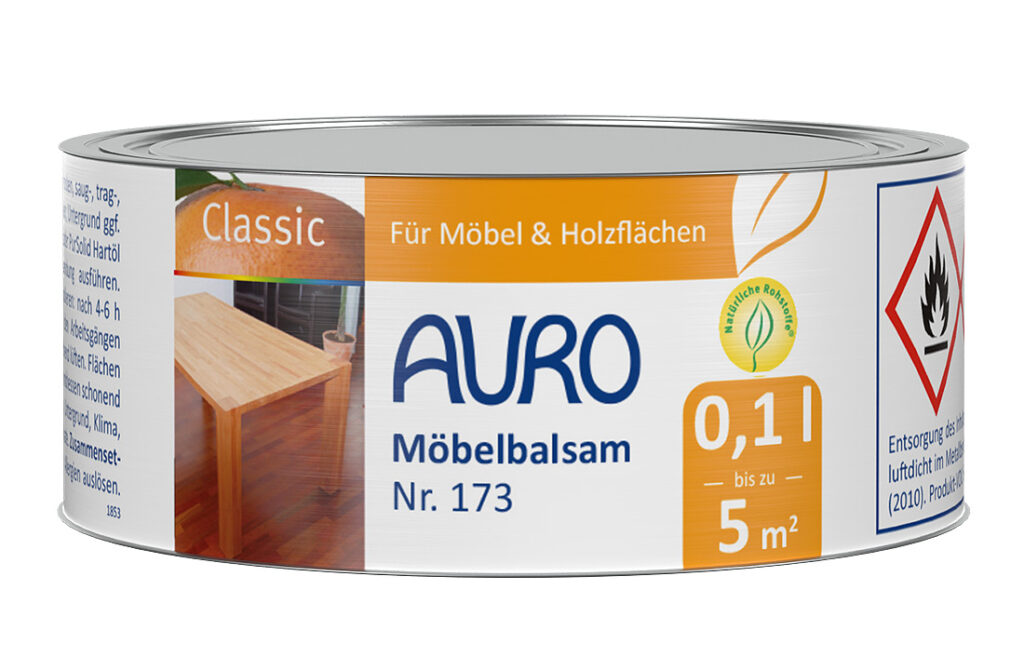 AURO Möbelbalsam Nr. 173 in 0,1 Liter Dose – natürliches Pflegemittel für Holz und andere Oberflächen