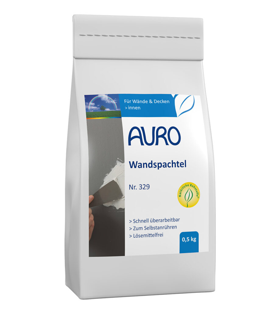 AURO Wandspachtel Nr. 329 0,5 kg Sack – Rissfüller für glatte Wände AURO Wandspachtel Nr. 329 im 0,5 kg Sack – ideal zum Füllen von Rissen und Unebenheiten im Innenbereich
