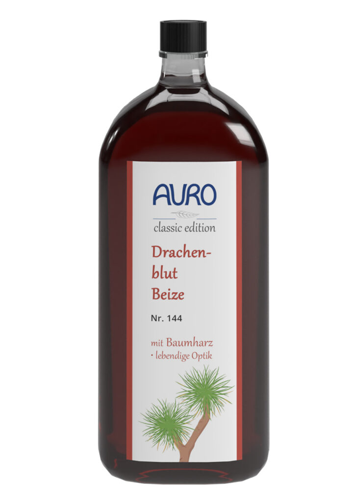 AURO Drachenblut-Beize Nr. 144 in 0,25 Liter Flasche, natürliche Farbstoffbeize mit Drachenblutharz für Holz