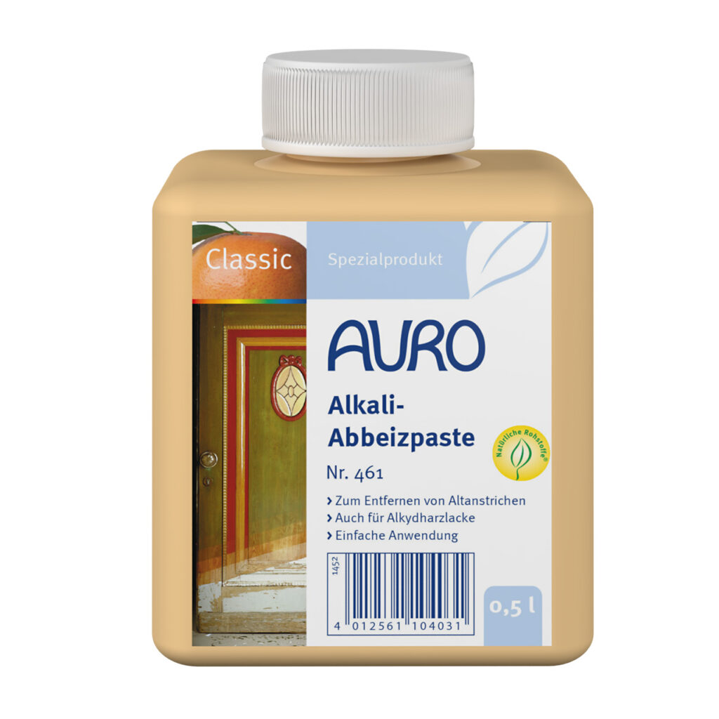 AURO Alkali-Abbeizpaste Nr. 461 gegen Lacke, 0,5 Liter Gebinde AURO Alkali-Abbeizpaste Nr. 461 in 0,5 Liter Gebinde – entfernt alte Lacke auf Holz oder Putz gründlich