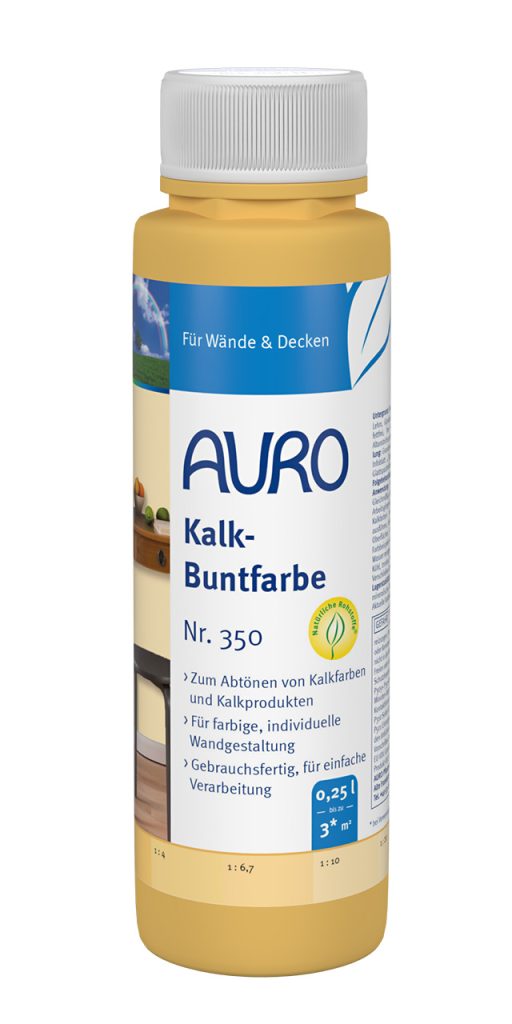 AURO Kalk-Buntfarbe Nr. 350 – 0,25 Liter Gebinde zur Abtönung von Kalkfarben AURO Kalk-Buntfarbe Nr. 350 in 0,25 Liter Gebinde – farbige Abtönfarbe für Kalkfarben und Putzsysteme