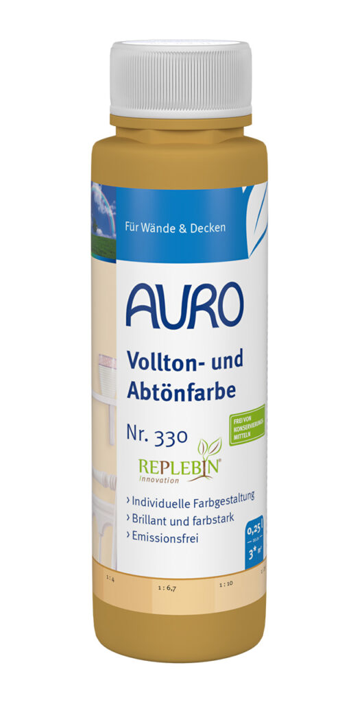 AURO Vollton- und Abtönfarbe Nr. 330 – 0,25 Liter Gebinde für Innenwände AURO Vollton- und Abtönfarbe Nr. 330 in 0,25 Liter Gebinde für kräftige Wandfarben mit natürlichen Pigmenten