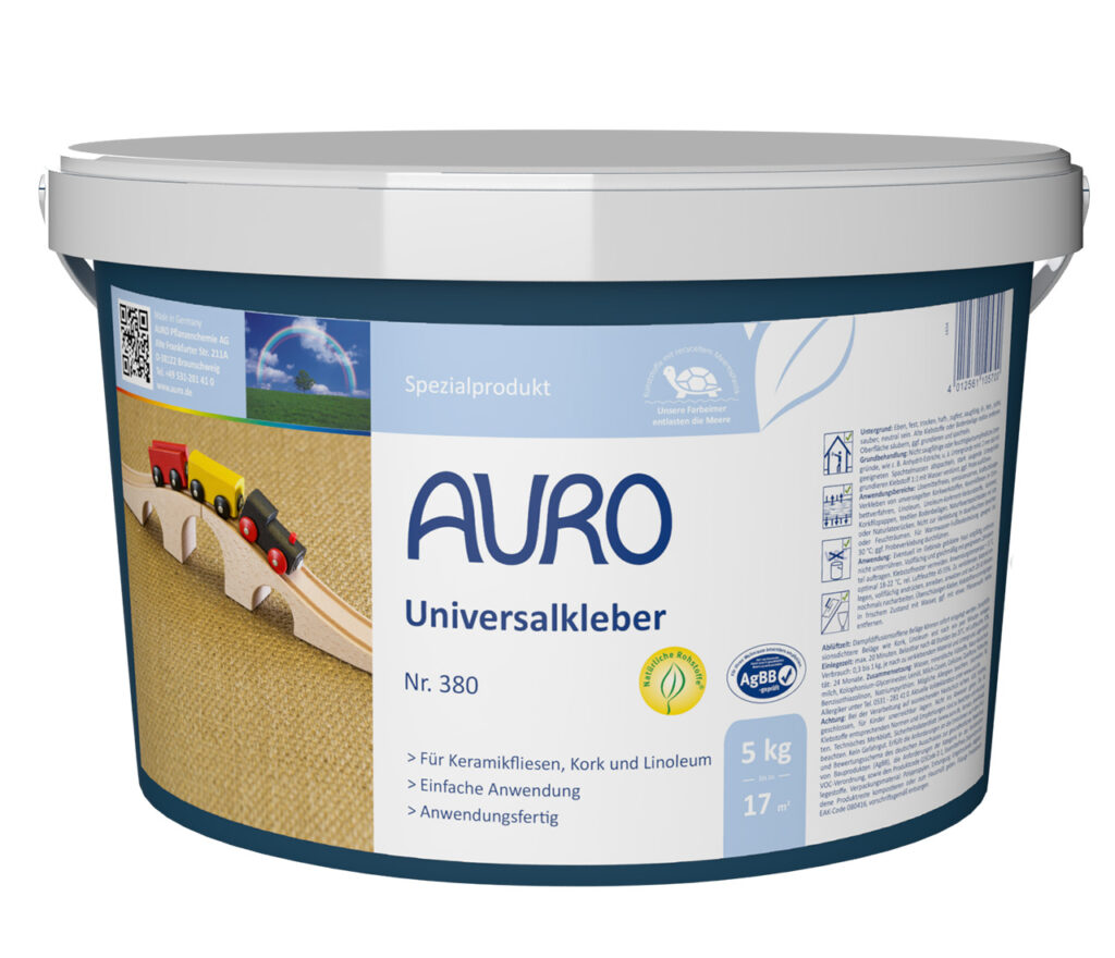 AURO Universalkleber Nr. 380, 5 kg Gebinde für Linoleum und Kork AURO Universalkleber Nr. 380 im 5 kg Gebinde – natürlicher Klebstoff für Kork, Linoleum und Fliesen