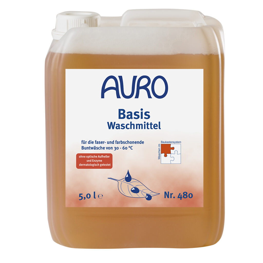 AURO Basis-Waschmittel Nr. 480 – Waschmittel für Buntwäsche, 5 Liter Kanister AURO Basis-Waschmittel Nr. 480 im 5 Liter Kanister für bis zu 67 Waschgänge bei mittlerer Verschmutzung